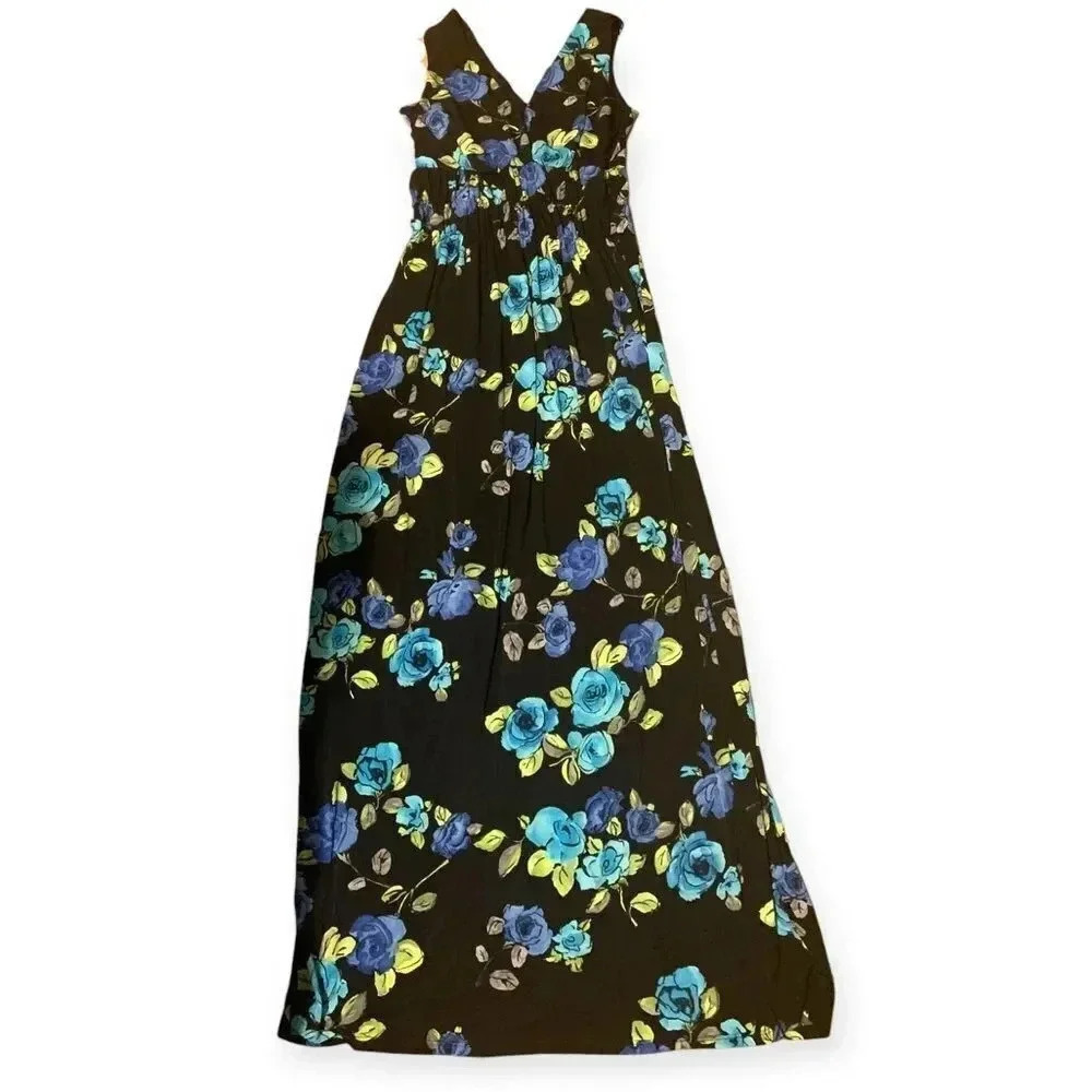 Epilogue Black Floral Maxi V-Neck Dress